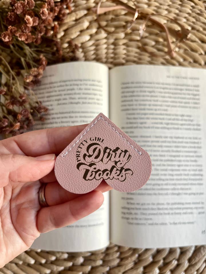 Pretty Girl Dirty Book Leather Heart Bookmark Ear for wholesale by Rustic Raleigh