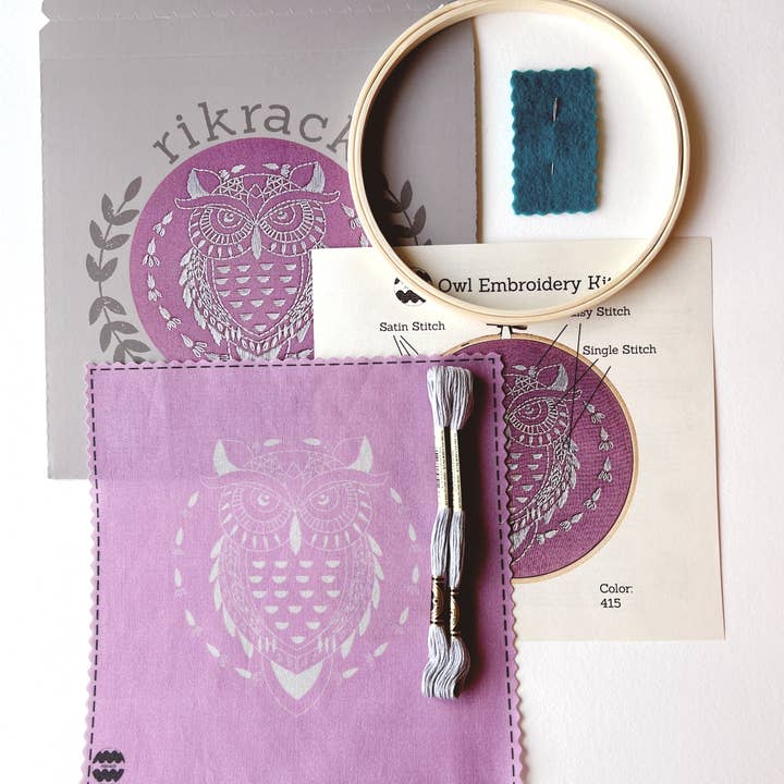 Rikrack - Wholesale Embroidery/Cross Stitch Supplies - Owl Embroidery Kit5