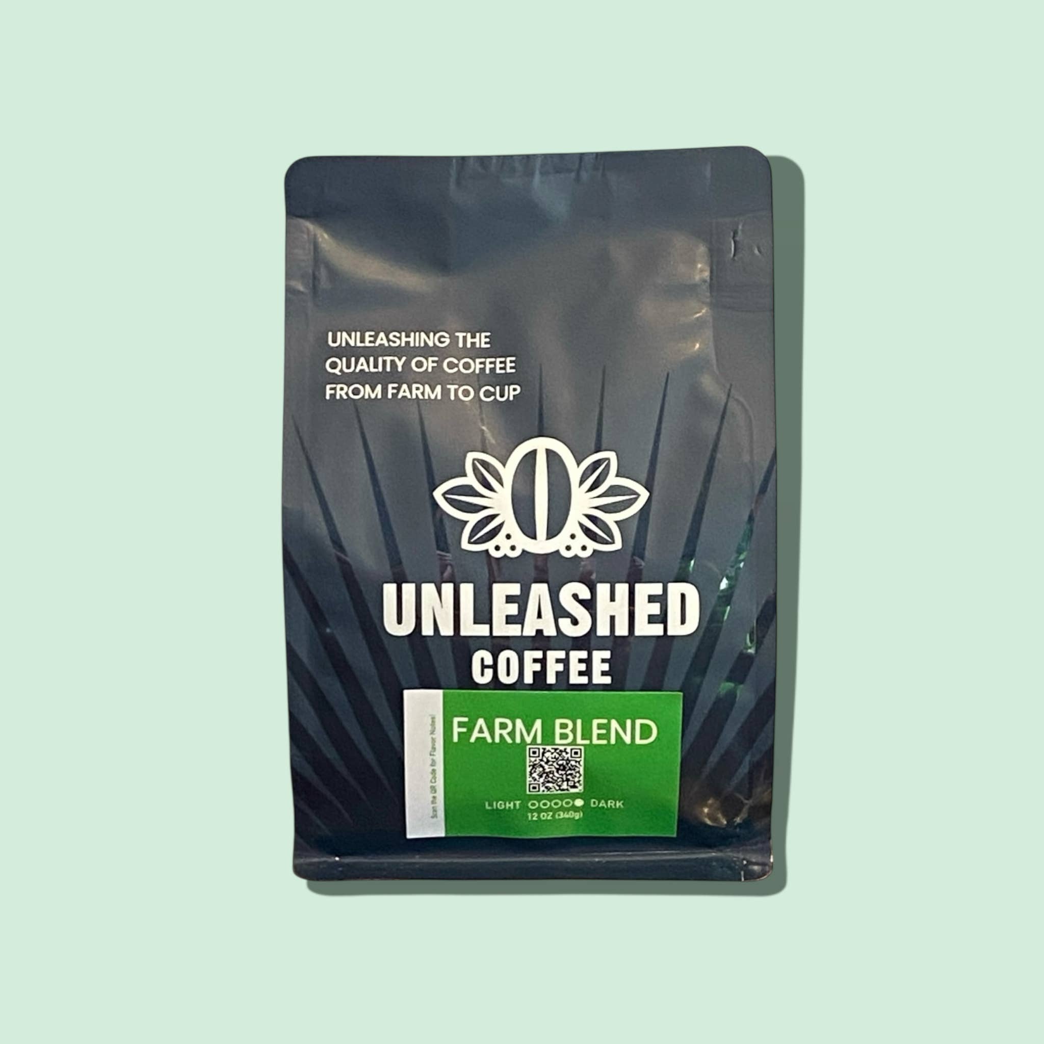 Unleashed Coffee Co LLC - Wholesale Coffee Beans - Farm Blend - Premium Dark Roast Coffee (12 oz)