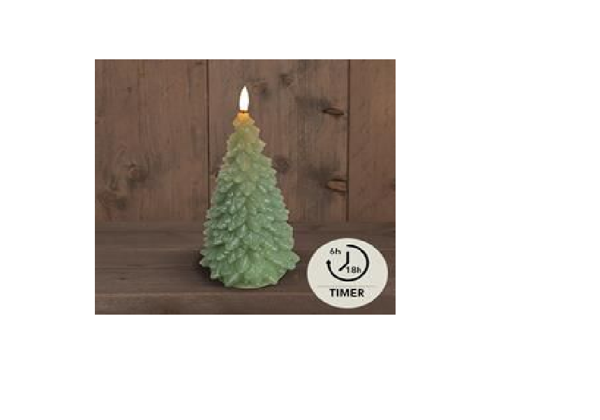 DRYdecorations - Vendita all'ingrosso Decorazione natalizia - Candela di cera Albero di Natale con lampada a led - VERDE GIADA0