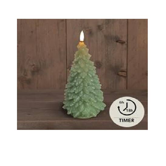 DRYdecorations - Wholesale Christmas Decoration - Kaars wax Kerstboom met led lamp - JADE GROEN 0