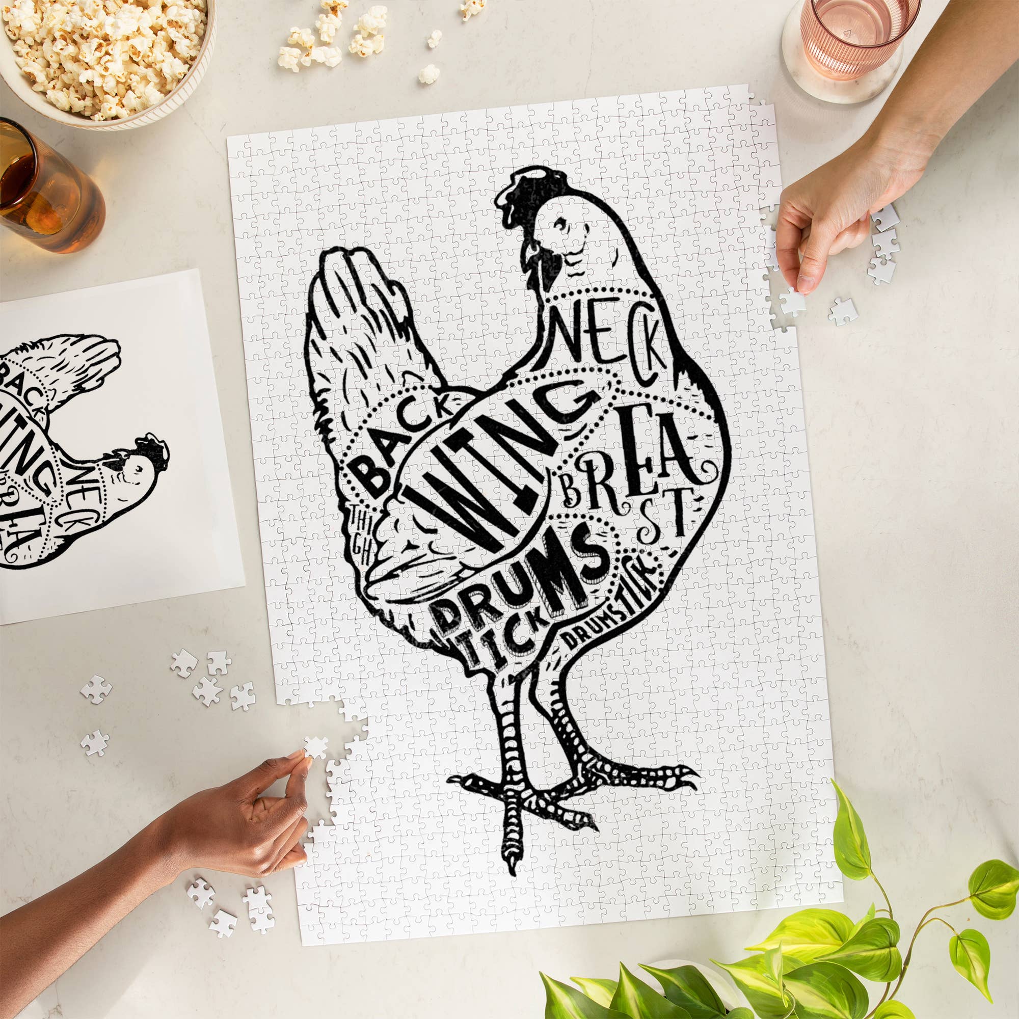 Lantern Press - Wholesale Puzzle - Adult - 1000 PIECE PUZZLE Chicken, Butchers Block Meat Cuts Chicken1