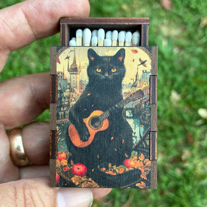 Most Amazing - Wholesale Matches - Matches • Black Cat with Guitar Wooden Matchboxes2