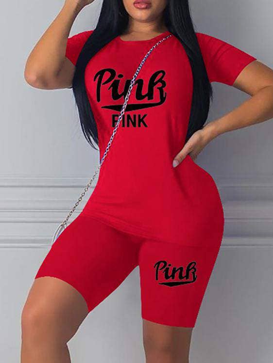 letter print short sleeve top shorts set for wholesale by Queen Fashion