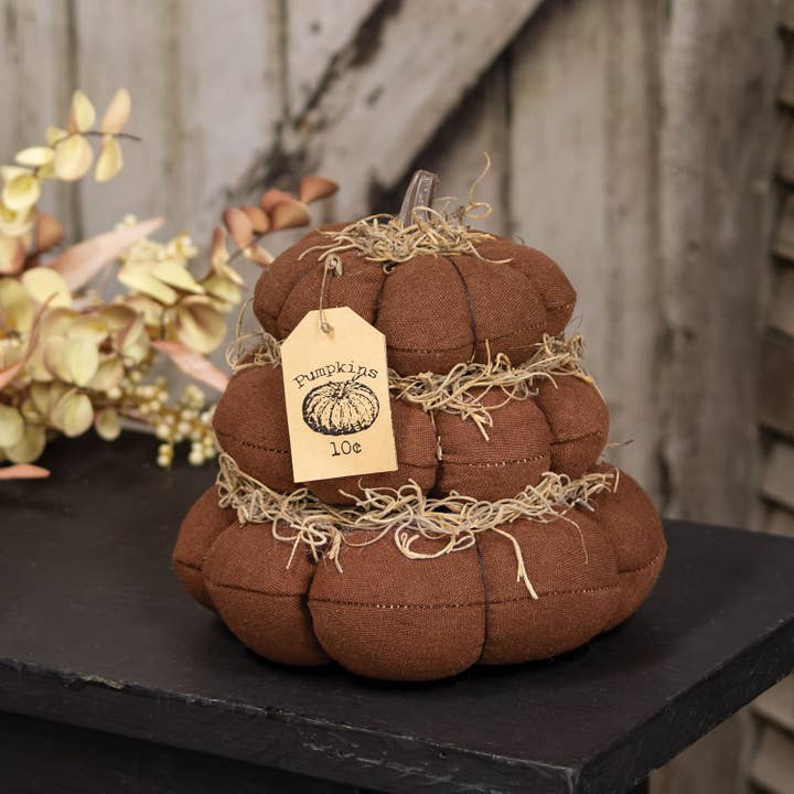The Hearthside Collection - Wholesale Decorative Tabletop Object - "Pumpkins 10 Cents" Stuffed Pumpkin Stack1