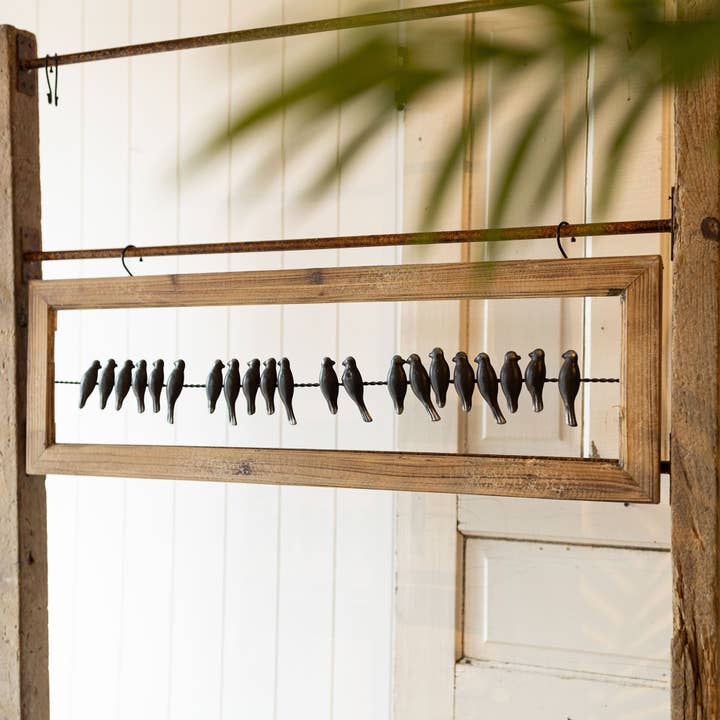 Bird On A Wire Wood and Metal Rustic Wall Decor for wholesale by Foreside Home & Garden