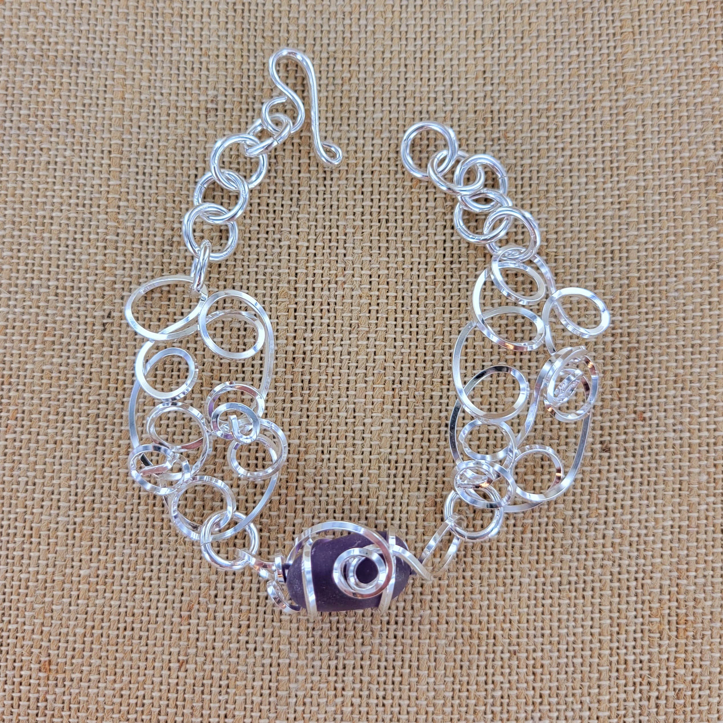 Sadie Green's Jewelry - Wholesale Charm/Dangle Bracelet - Cultured Sea Glass Linked Bracelet XCAM-B14-SG1