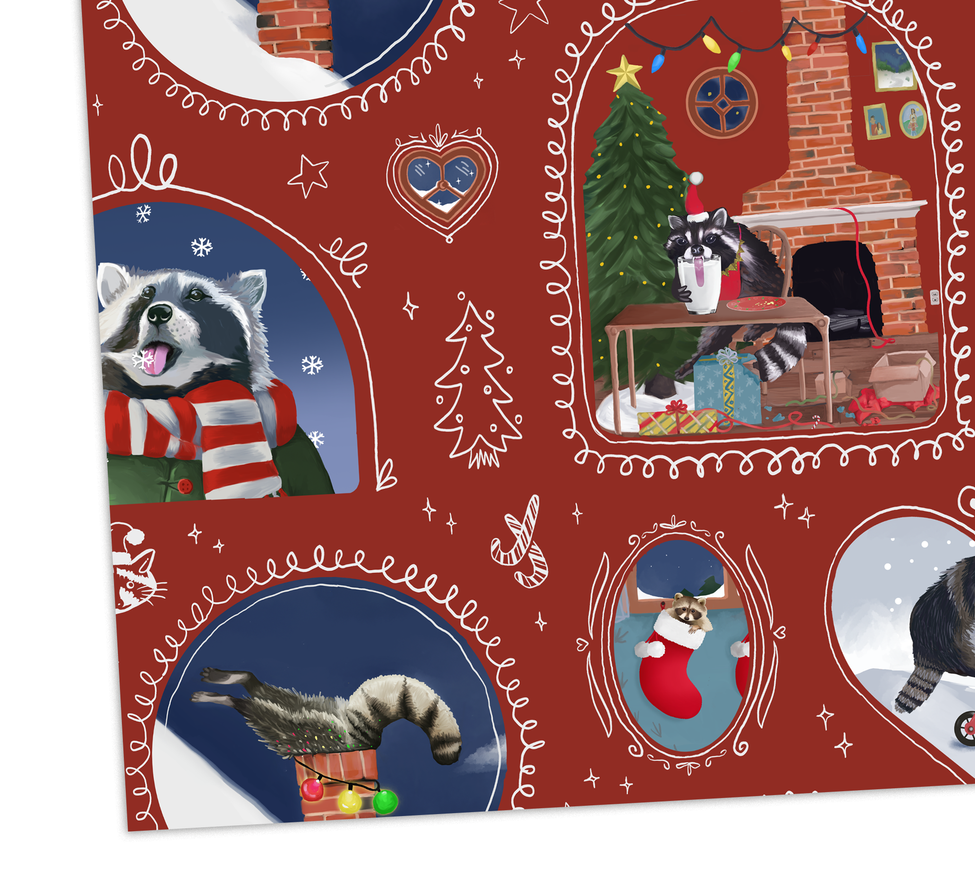 BoyPilot Goods - Wholesale Wrapping Paper Roll - Raccoon Christmas Gift Wrap - Wrapping Paper Sheets3