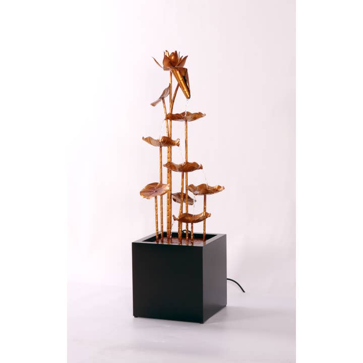 Zinc Metal Gold Lotus Fountain for wholesale by Hi-Line Gift Ltd.