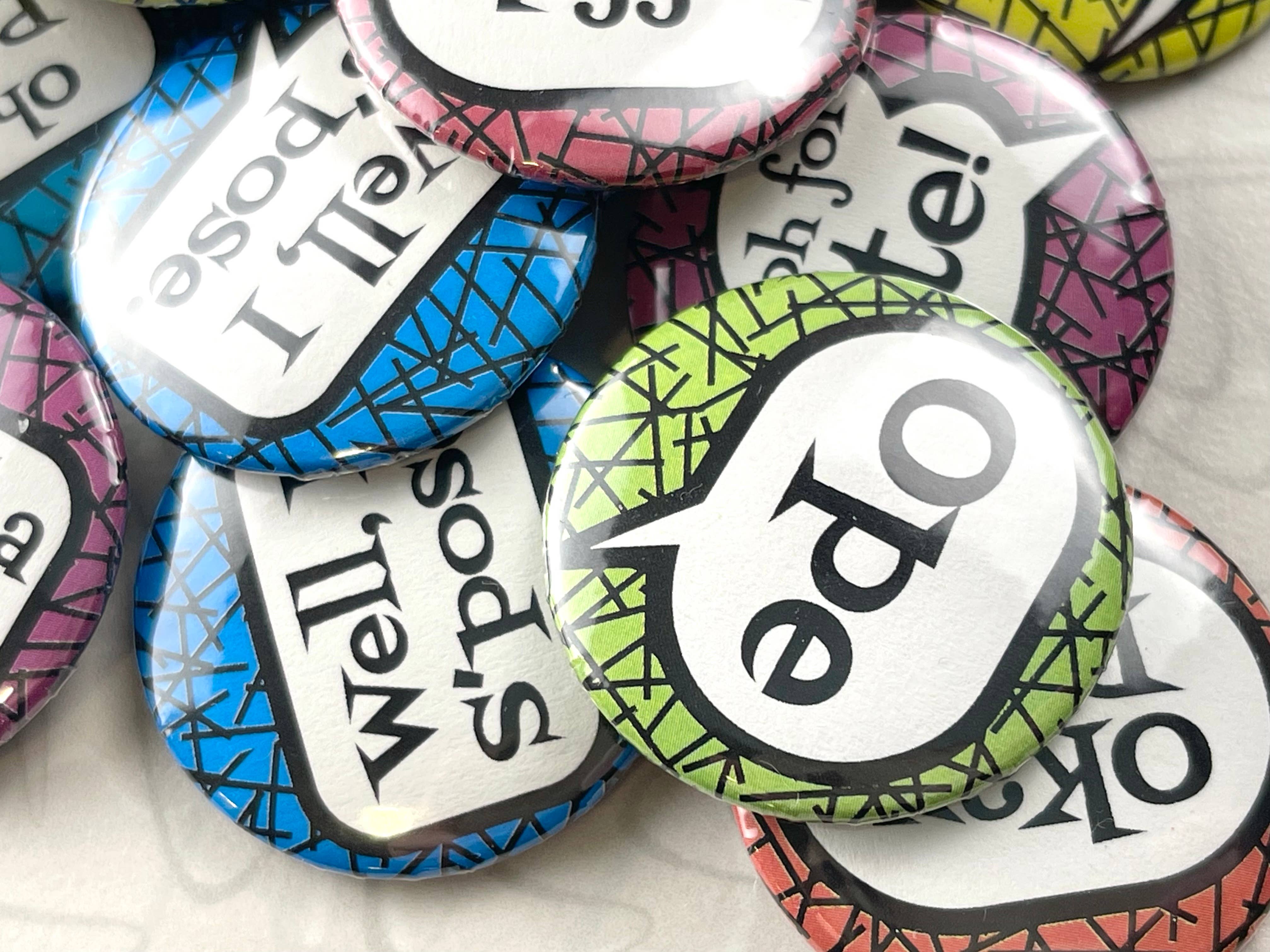 Beckamade - Wholesale Lapel Pin/Button - 18 Comic Style Midwest Sayings  1.25 inch Round Button Pins2