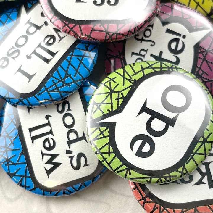 Beckamade - Wholesale Lapel Pin/Button - 18 Comic Style Midwest Sayings 1.25 inch Round Button Pins2