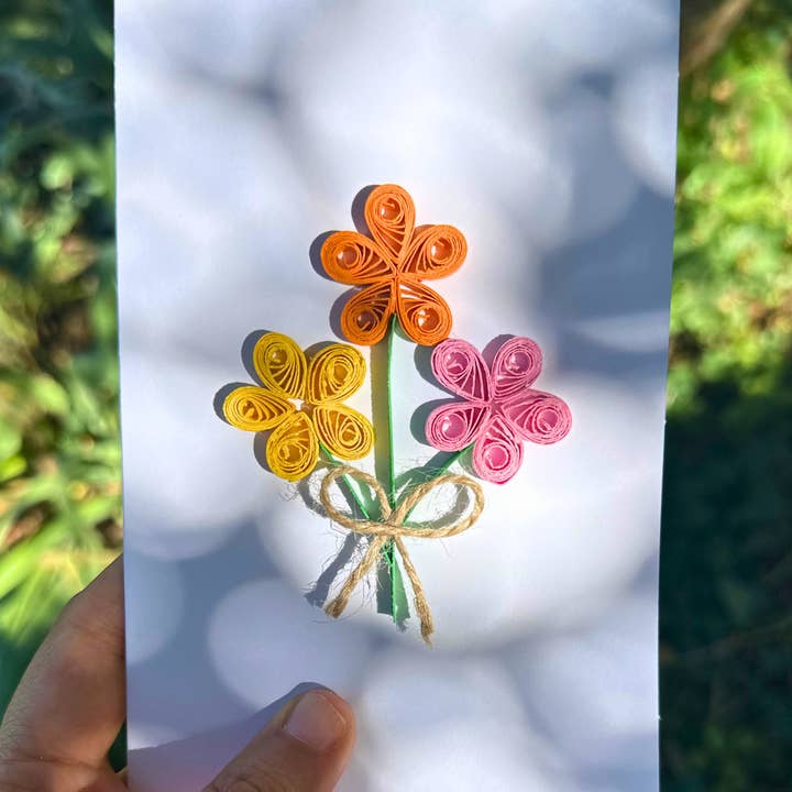 Set of 4 Greeting Cards, Handcrafted paper Flower cards  for wholesale by Craftify Mom