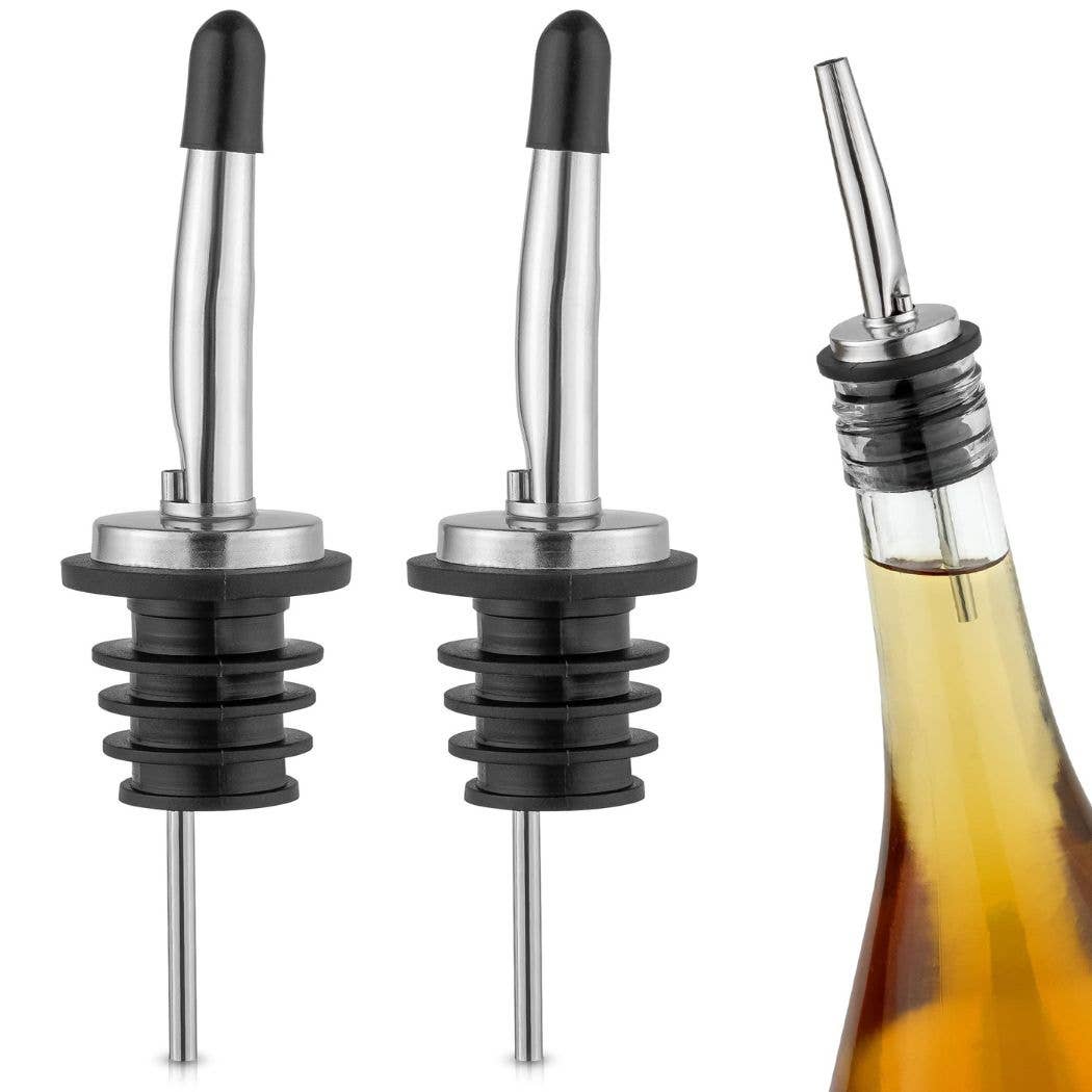 Zulay Kitchen - Wholesale Liquor Dispenser - Stainless Steel Liquor Pourers with Rubber Dust Caps1