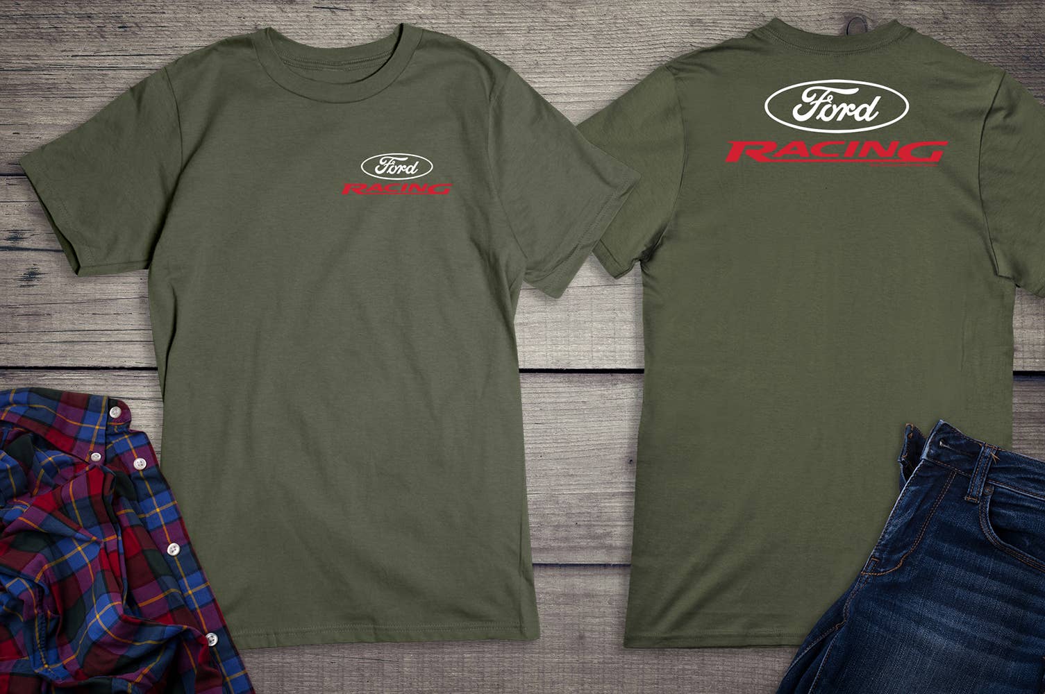 Artopia - Wholesale Screen Printed T-Shirt - Unisex - Ford Racing Logo With Crest T-Shirt4