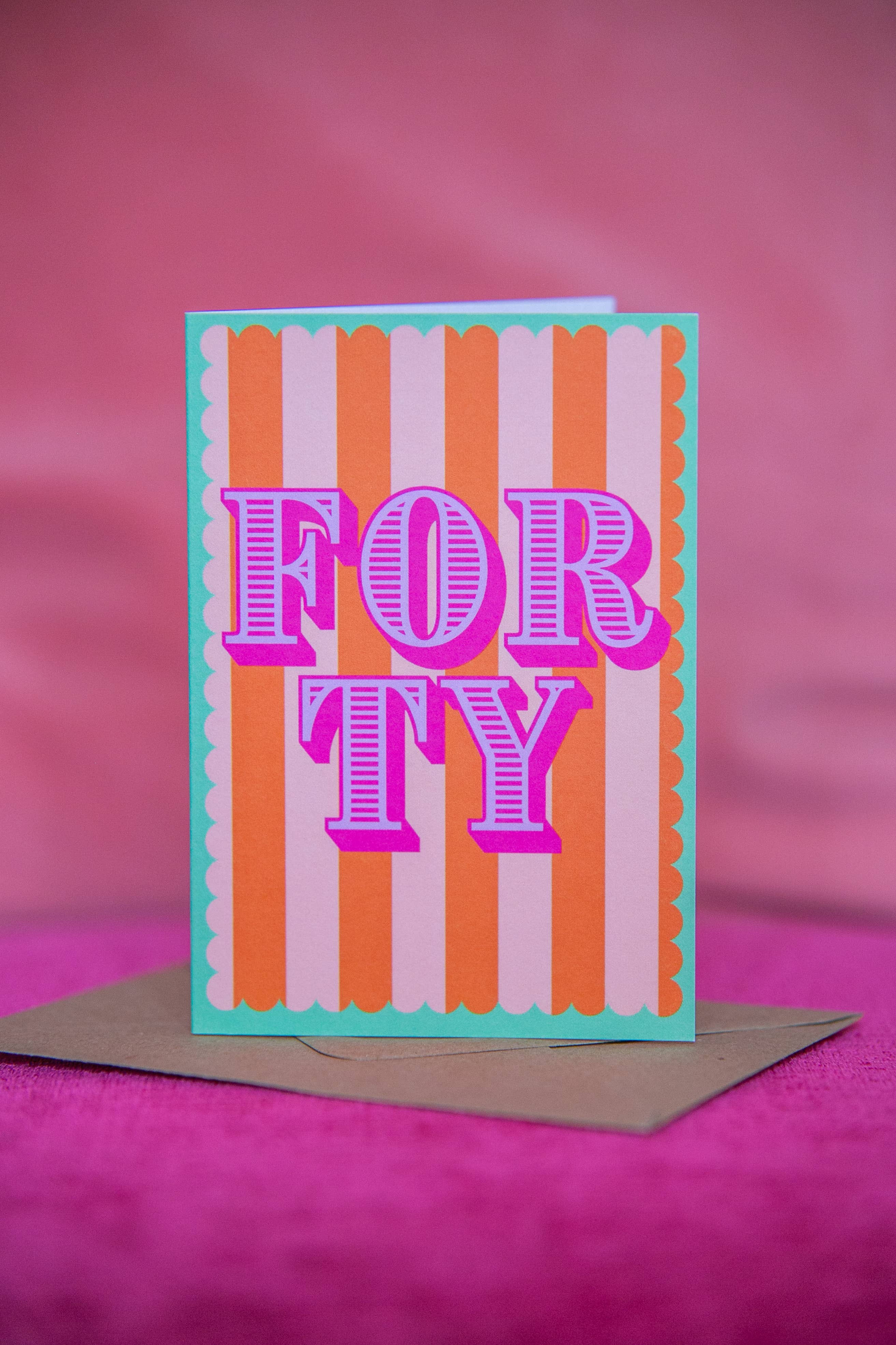 Nina Bombina – wholesale Birthday card – 40th birthday card milestone stripes colourful A6 greetings0