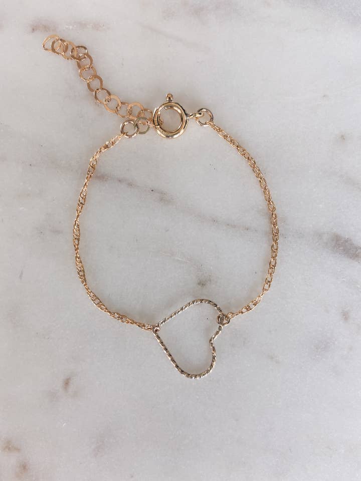 14k Gold Filled Follow Your Heart Bracelet for wholesale by Mac and Ry Jewelry