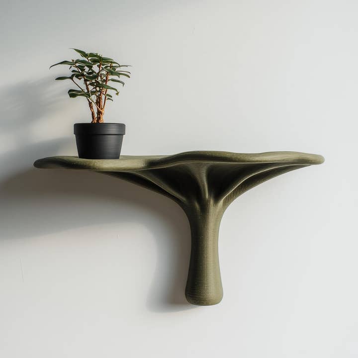 Décor d'étagère murale moderne au design organique | Étagère sculpturale imprimée en 3D inspirée par la nature | Accent contemporain minimaliste pour des intérieurs calmes et élégants pour la vente par Decords
