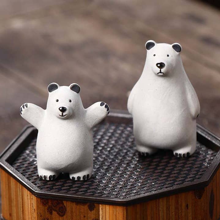Gohobi Handmade Ceramic YiXing Clay Polar Bear Ornament Tea pet for wholesale by Gohobi (We cover U.S. import duties)