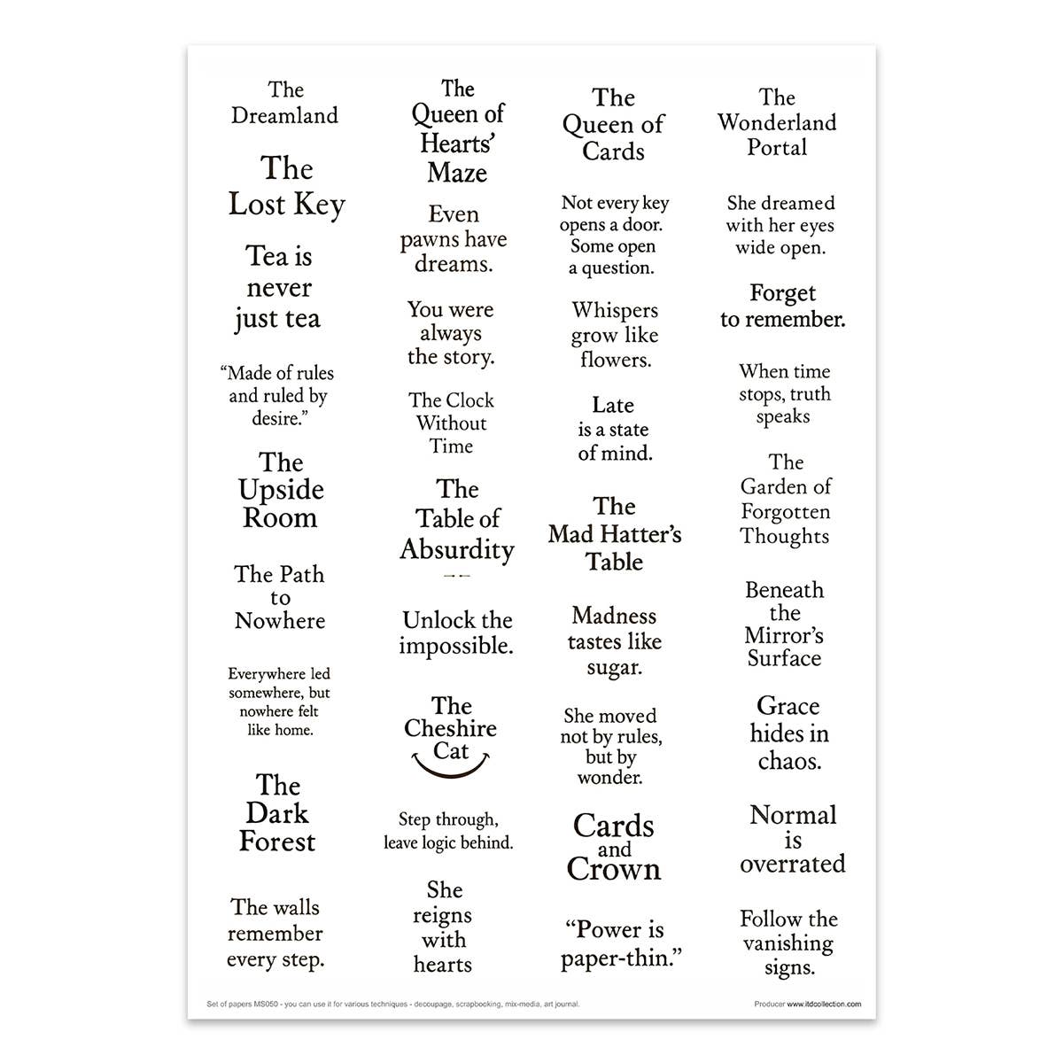 ITD Collection - Wholesale Craft Supplies - Creative set MS050 - Alice's Magic - a world without logic-26