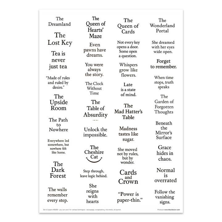 ITD Collection - Wholesale Craft Supplies - Creative set MS050 - Alice's Magic - a world without logic-26