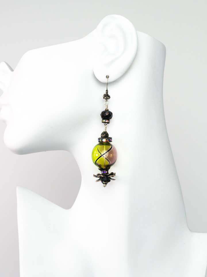 Jewelry, Handmade Earrings-Layla-Venetian Bead-OOAK-USA for wholesale by A Silk Purse
