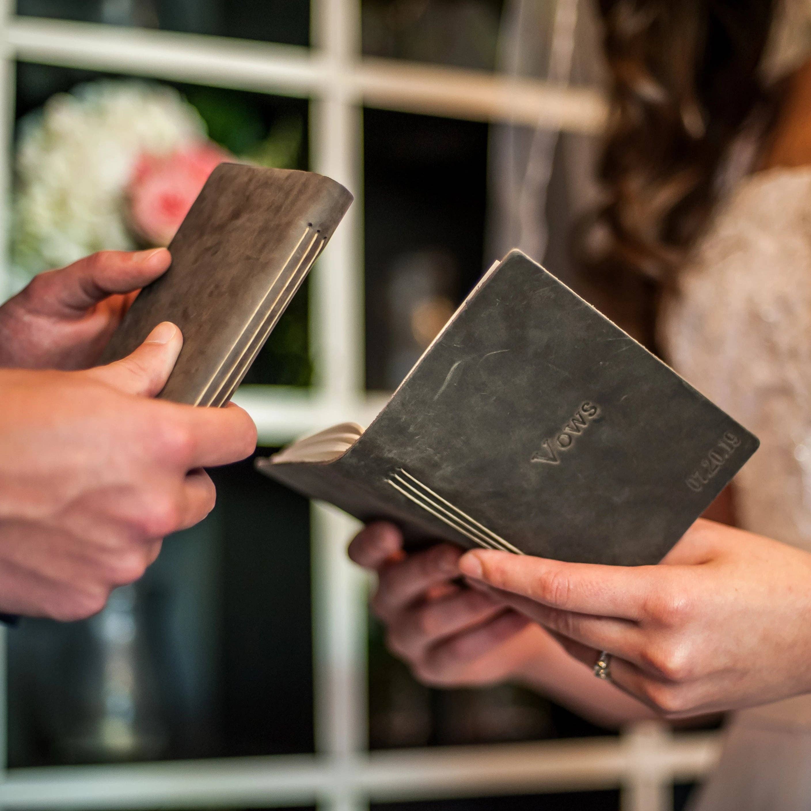 Ox & Pine - Wholesale Notebook - His Vows and Her Vows Personalized Leather Wedding Vow Books Personalized with Name and/or Date4