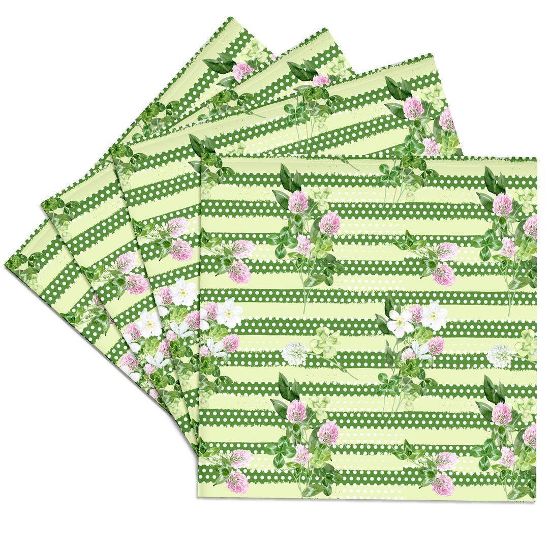 3dRose - Wholesale Coasters - 3dRose, Green Polka Dots Rows and Irish Floral Pattern, Coaster0