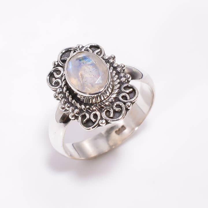 Auffälliger Vintage-Ring aus 925er-Silber, handgefertigter Regenbogen- für den Großhandel von SILVER CAVE