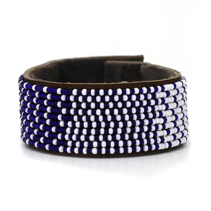 Medium Dark Blue and White Ombre Cuff for wholesale by Swahili Coast