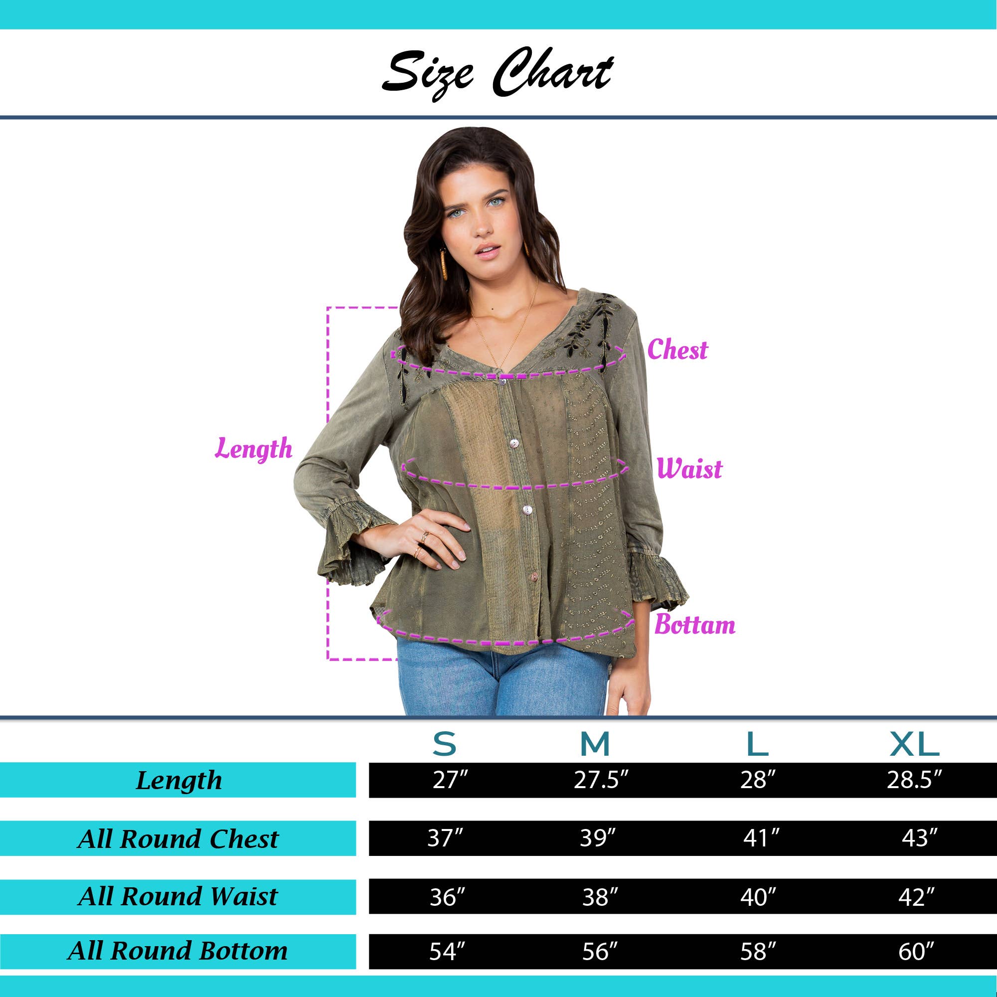 Young Threads - Venta al por mayor Blusa - Mujer - Blusa bohemia adornada estilo western (Color nuevo)38