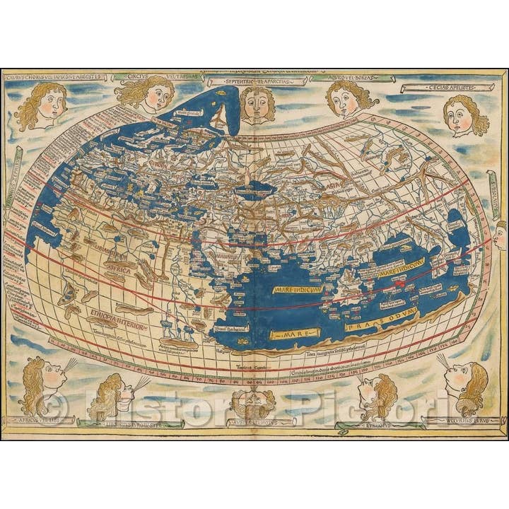 Carte historique - Monde, 1482, Claude Ptolémée pour la vente par Historic Pictoric