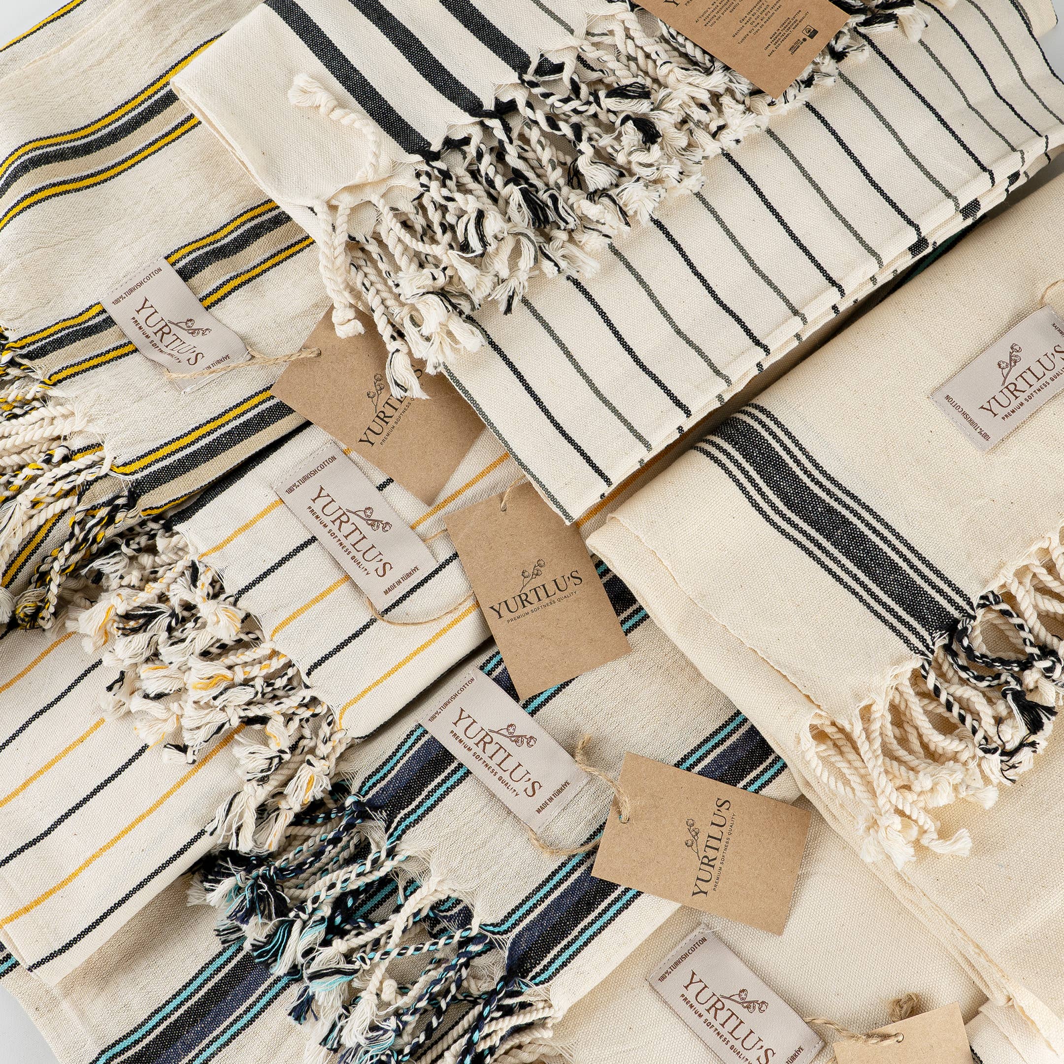 YURTLUS - Wholesale Strandlaken - Voorgewassen Turkse handdoek van 38 „x 72", sterk absorberende YURTLU'S Serenity-serie - Model 910