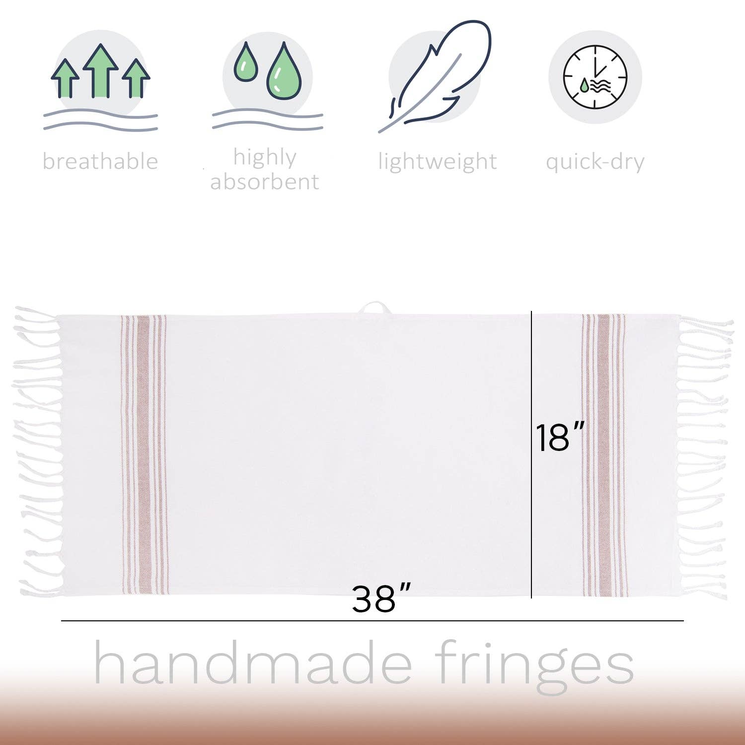 Barooga - Wholesale Hand Towel - Farmhouse Turkish Hand Towel (Set of 3), 18 x 38 inches30