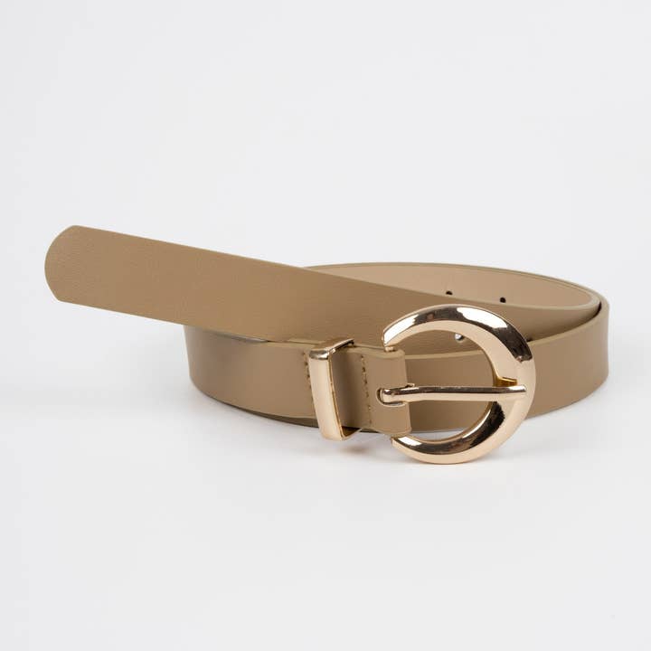 Nakoa The Label - Wholesale Belt - Women's - Vegan PU Leather Belt - Colmar - Classic Buckle - Gold / Beige - 105cm