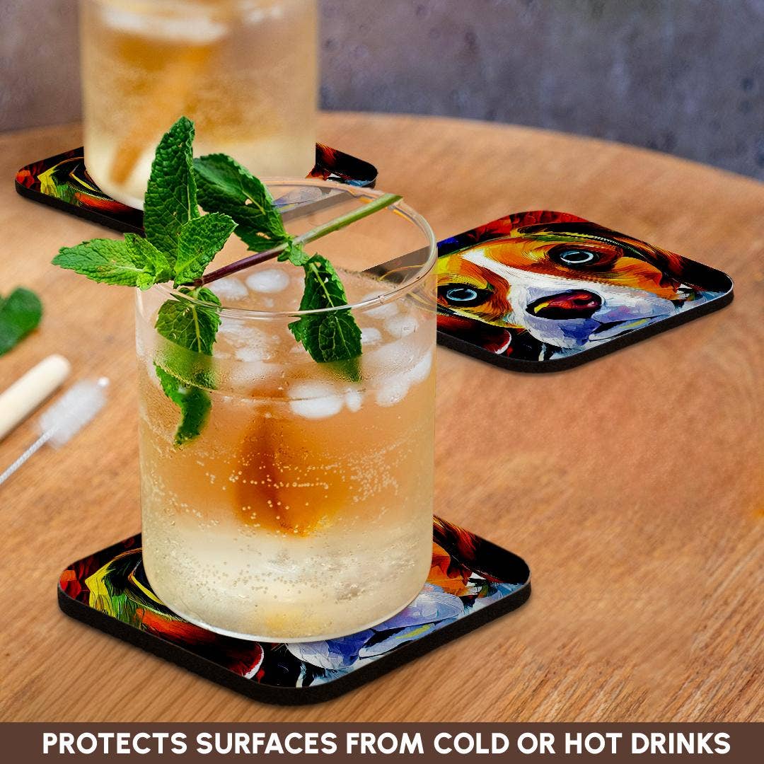 3dRose – Großhandel Untersetzer – 3dRose, Gesichtsporträt eines liebenswerten Beagle-Hundes. Familienfreundliches Geschenk oder Glücksbringer, Untersetzer.9