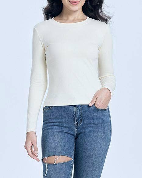 Rosa Clothing - Wholesale T-Shirt - Women's - Slim basic long-sleeved cotton rib T-shirt top9