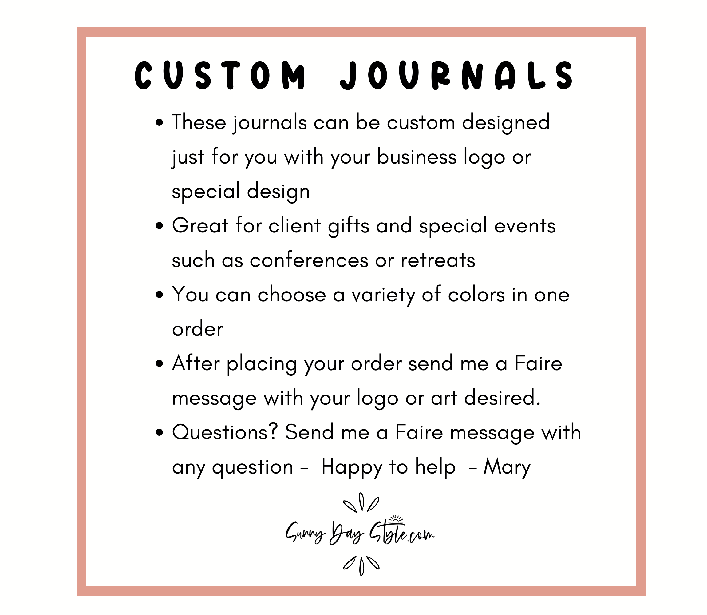 Sunny Day Style - Wholesale Journal/Diary - Custom Journals with Your Brand Logo & Colors1