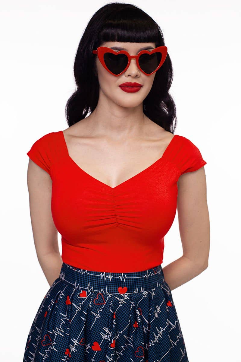 Retrolicious - Wholesale Knit Top - Women's - Isabel Top in Red1