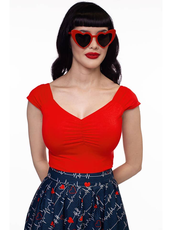 Retrolicious – Großhandel Strickoberteil – Damen – Isabel-Top in Rot1