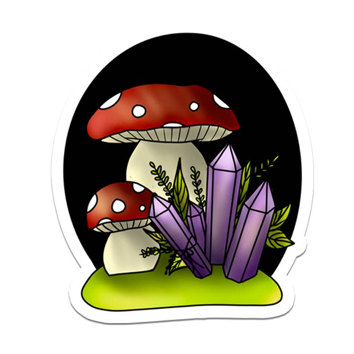 Red Mushroom | Crystal | Witch | Waterproof Sticker | 2.6" for wholesale by Rebel and Siren Stickers