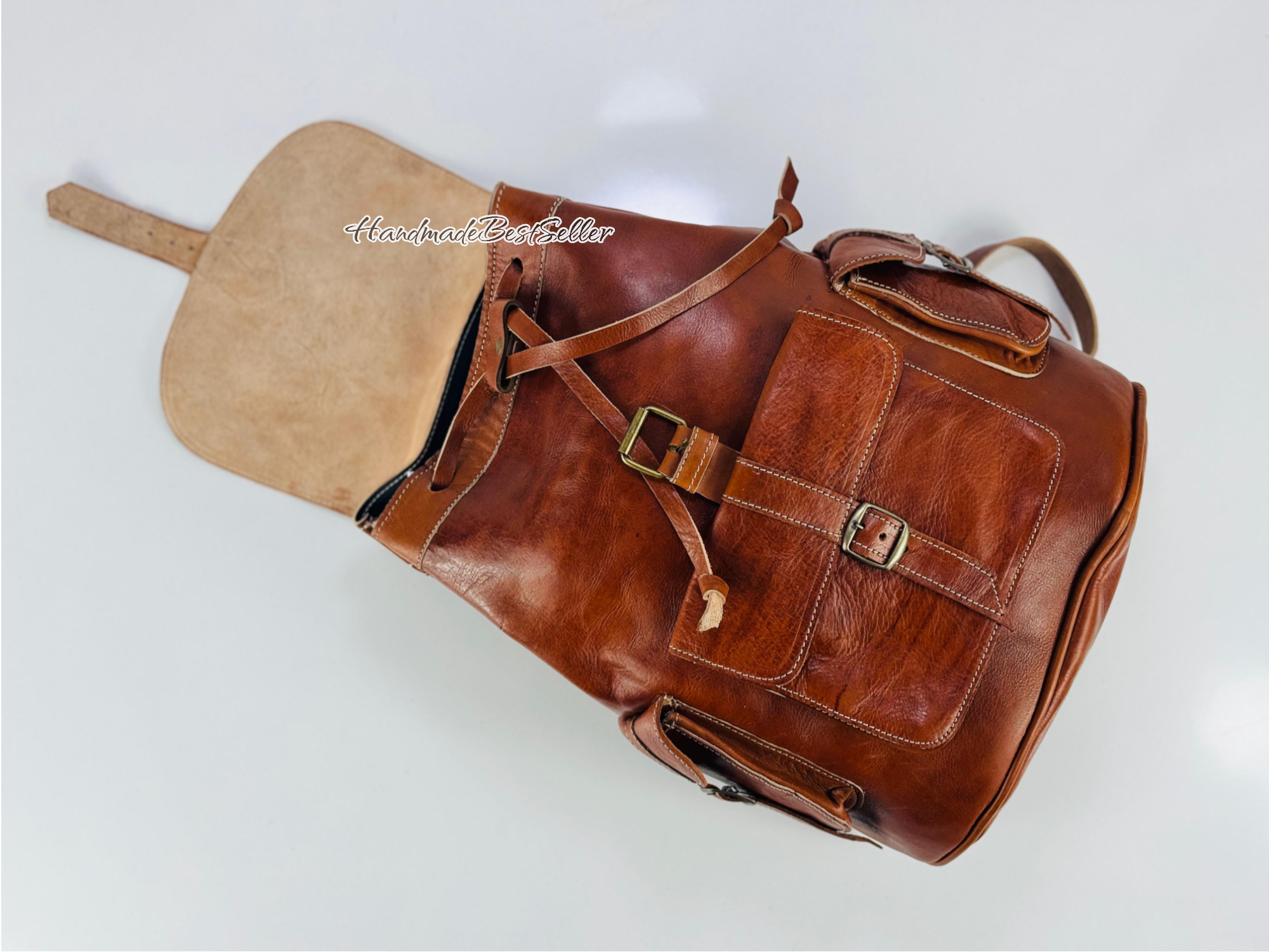 HandmadeBestSeller – wholesale Backpack – Unisex – Handmade Leather Backpack – Multi-Pocket Travel Bag15