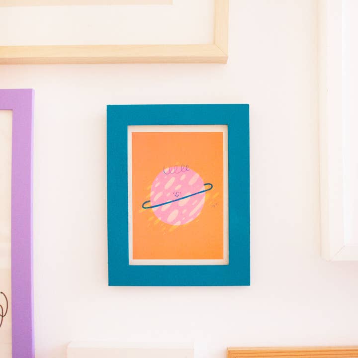 Planeta//Ilustração Impressão em Risógrafo A5 por atacado de Ana Seixas