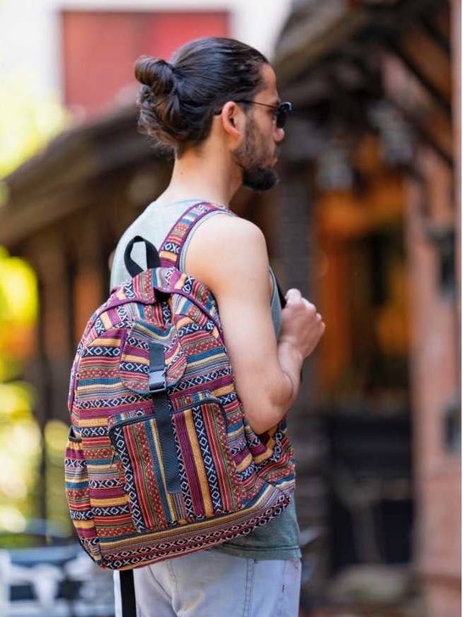 Cotton Gyari Backpack Zipper Closure for wholesale by Ganesh Himal Trading