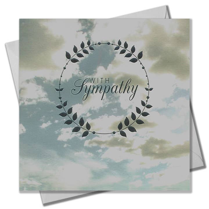 Sympathy Card, Sorry, Thinking of you, Sky & Clouds, Embossed and Foiled text for wholesale by Claire Giles Ltd