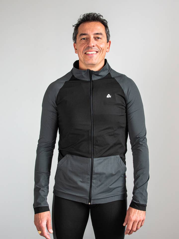 Black and gray jacket for wholesale by Aura Evolution