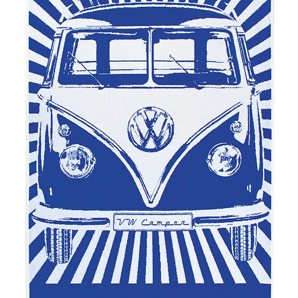 VW T1 Bus Large Cotton Beach Bath Sauna Towel - Stripes/BL for wholesale by VW Collection by BRISA