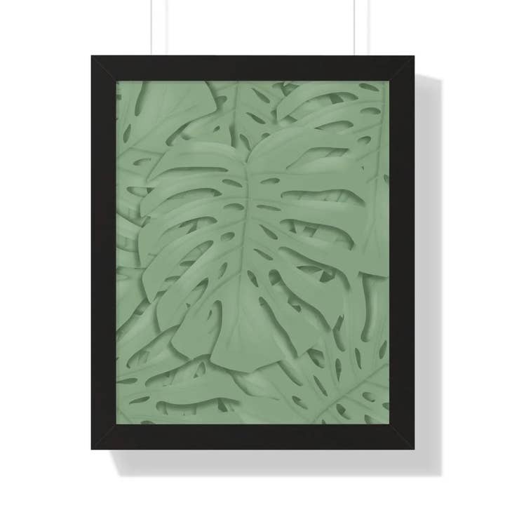 Monstera Framed Print Botanical Wall Art With Matte Finish And Acrylic Cover Frame For Indoor Decor for wholesale by The Potted Pixel