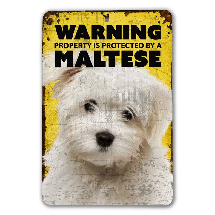 Warning Maltese Sign for wholesale by Real Cool Stickers & Stuff