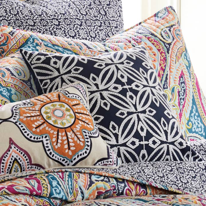 Levtex Home - Wholesale Throw/Decorative Pillow - Magnolia Navy Crewel Pillow