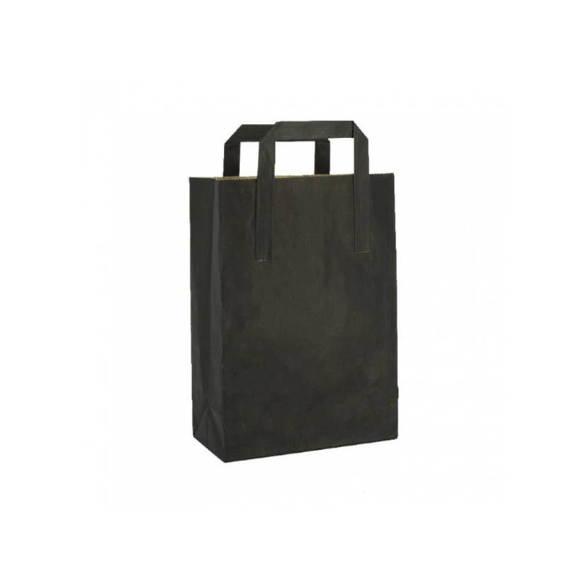 PUNTOQPACK - Wholesale Gift Bag - Black Kraft Paper Bags With Flat Handle (20+10X28Cm)0